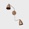 Handcrafted Twin Shade Wall Sconce  Dual Light Brass Bedside Lamp with Curved Arms, Inspired Pendant Design