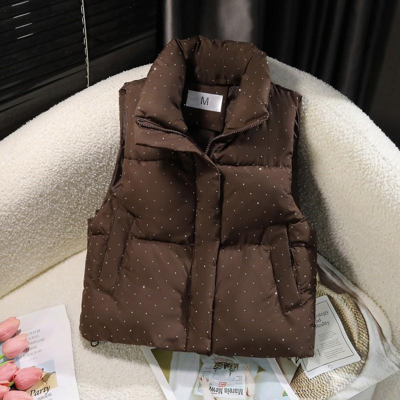 Womens Short Puffer Vest Winter Warm