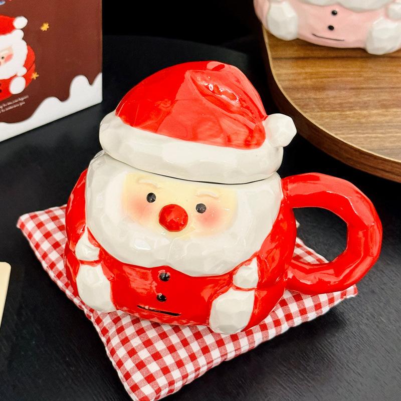 Cute Santa Ceramic Cup Holiday Gift Water Cup Creative Personality Trend Super Cute Home Cartoon Mug