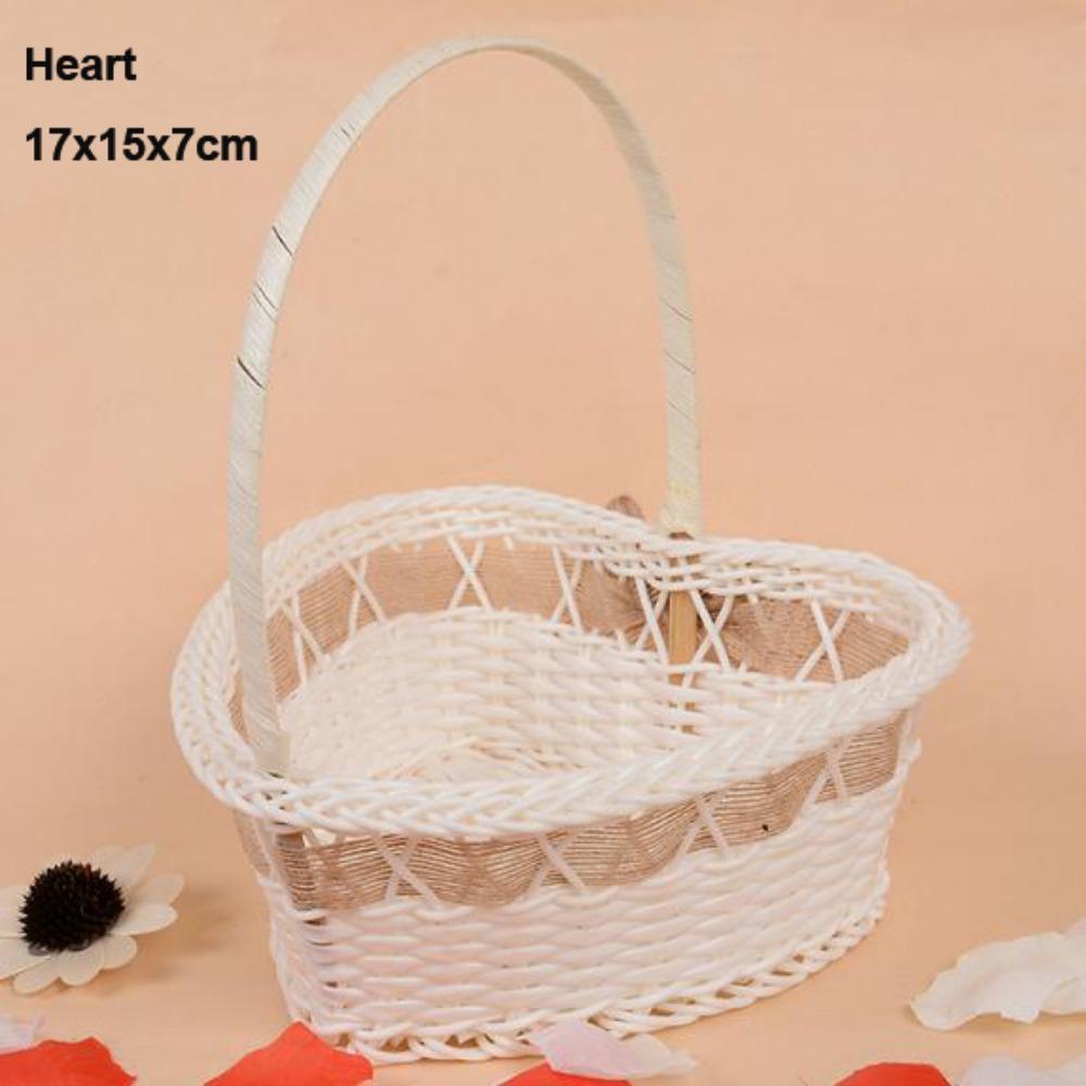 

Imitation Rattan Woven Storage Baskets With Handle Wicker Flower Basket For Plant Home Wedding 17x15x7cm