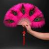 Handheld Folding Hand Fan Soft Thick Feathers Feather Dance Fan Peacock Feather Fan  Party