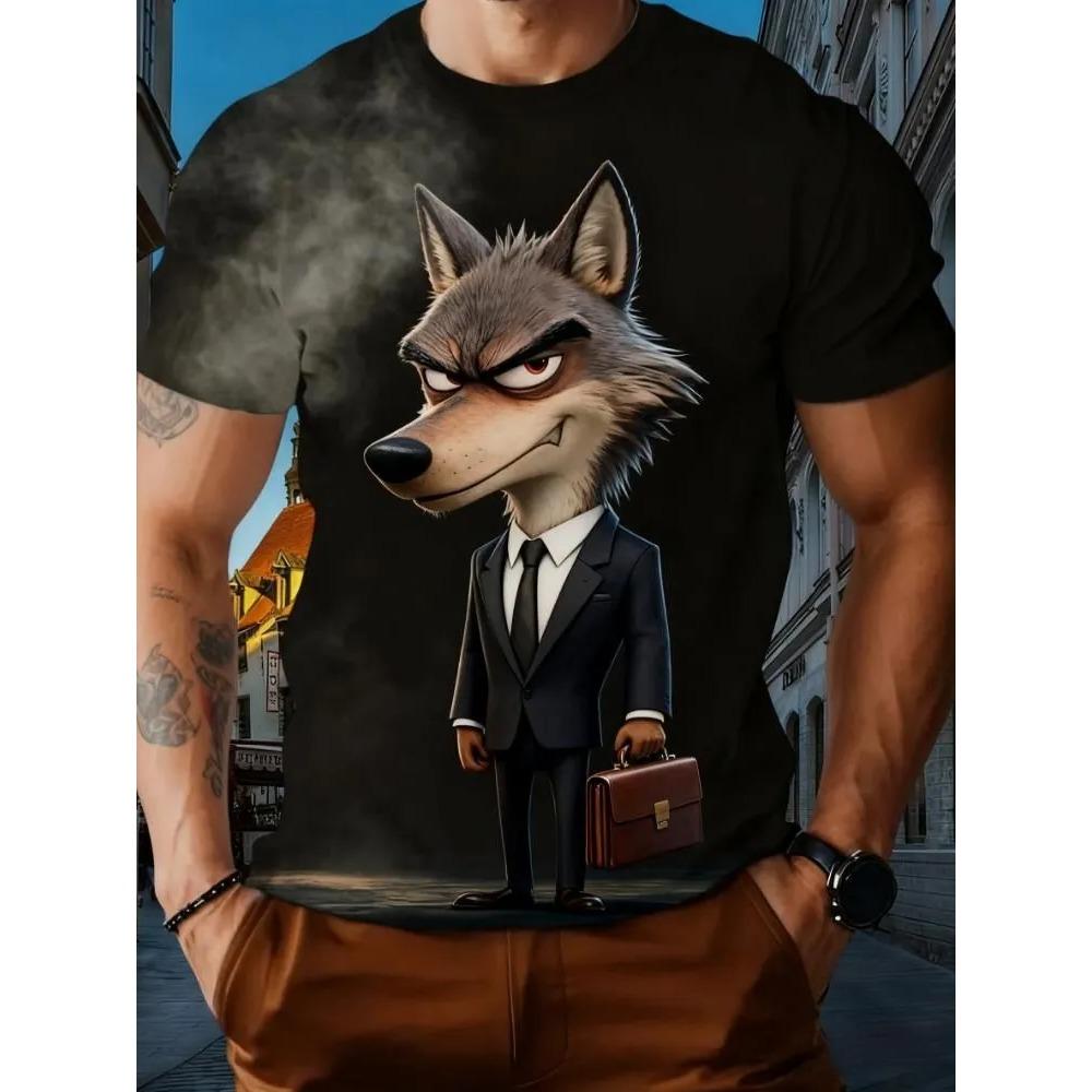 Fashionable Personalized Fun Animals T-shirt Men's Casual Plus Size Comfortable Round Neck Short Sleeved T-shirt