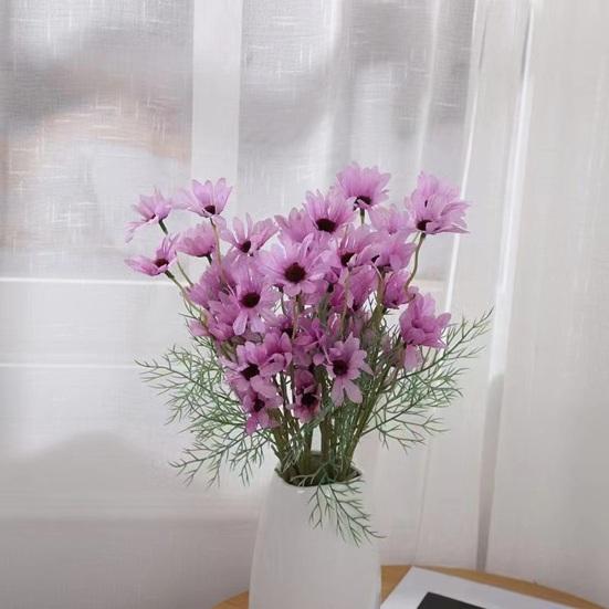 Artificial Flowers 5 Heads Faux Silk Wildflowers with Stems Fake Spring Flower Bouquet for Home Wedding Garden Vase Decor