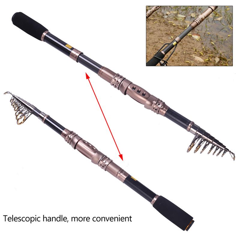 Rybářské pruty Teleskopický uhlíkový rybářský prut Přenosný cestovní přívlačový rybářský prut