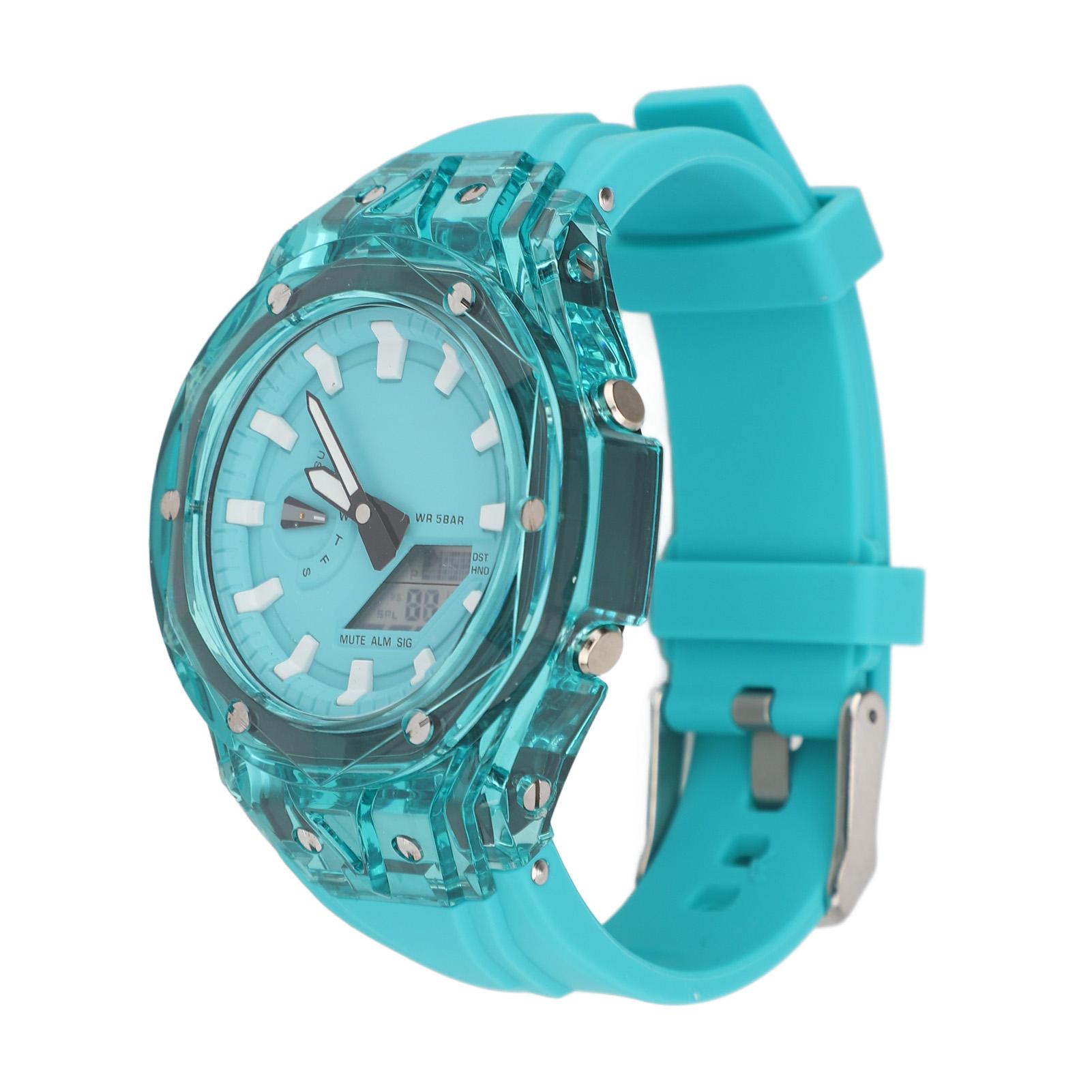 

Цифровий наручний годинник Водонепроникний Підсвічування 12/24-годинний LED-годинник Таймер зворотного відліку Секундомір Будильник Подвійний озеро синього кольору