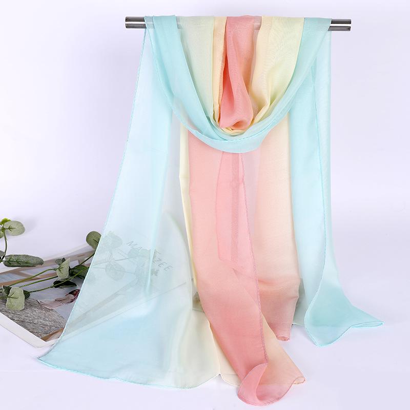 Damen Schal aus Seide mit Farbverlauf: Vielseitiger, leichter Schal für den Sommer, Tanz und Körperformung, lang und dünn aus Georgette.