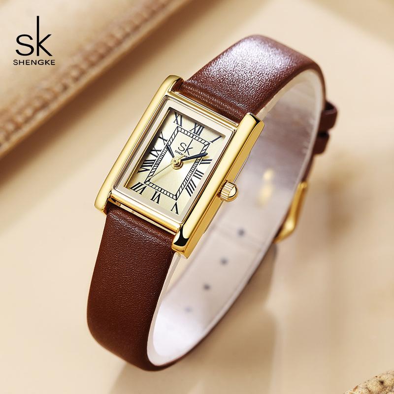 Orologio da Donna Cinturino in Pelle Retrò Senso Premium Orologio da Donna Impermeabile Studente Versatile Orologio al Quarzo Quadrato Piccolo Orologio da Donna
