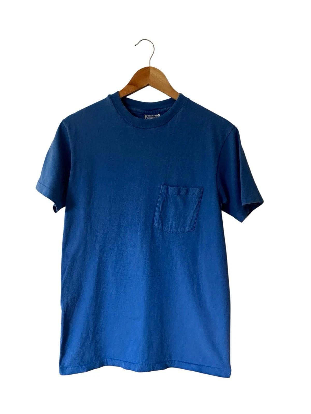 

Vintage Hanes Beefy Pocket T Shirt Men’s Small Blank Blue USA Single Stitch M