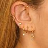 Fashion Zircon Link Chain Cross Hoop Earrings For Women Korean Stainless Steel Circle Huggie Piercing Earrings Wedding Jewelry