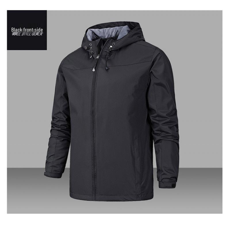 

Ветровка мужская с капюшоном: Весна/Осень, Отдых на природе, Свободный крой, Большой размер, Модная спортивная куртка для пары S