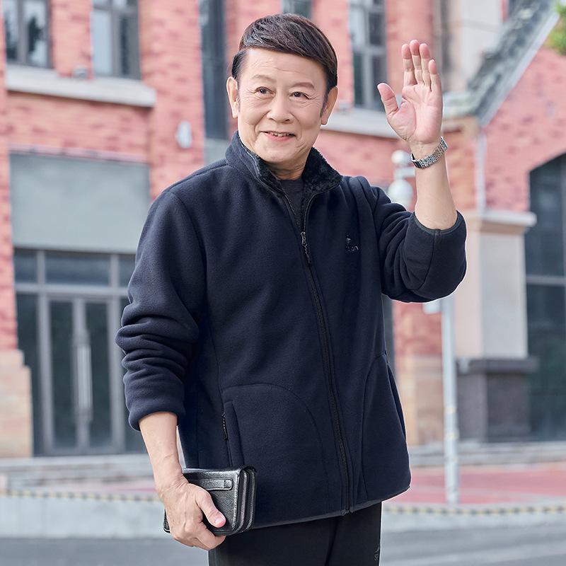 Men’s Winter Fleece Outerwear: Plus Velvet Sweatshirts for Middle-Aged and Elderly Dads and Grandpas