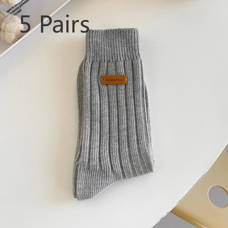 5 Pairs of Female Spring and Autumn New Style Small College Wind Pipe Pile Socks