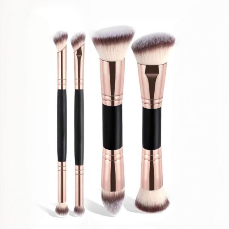 4Pcs Dual Ended Foundation Blush Brush Soft Bristles Professional Cosmetic Loose Powder Concealer Brush Makeup Tools