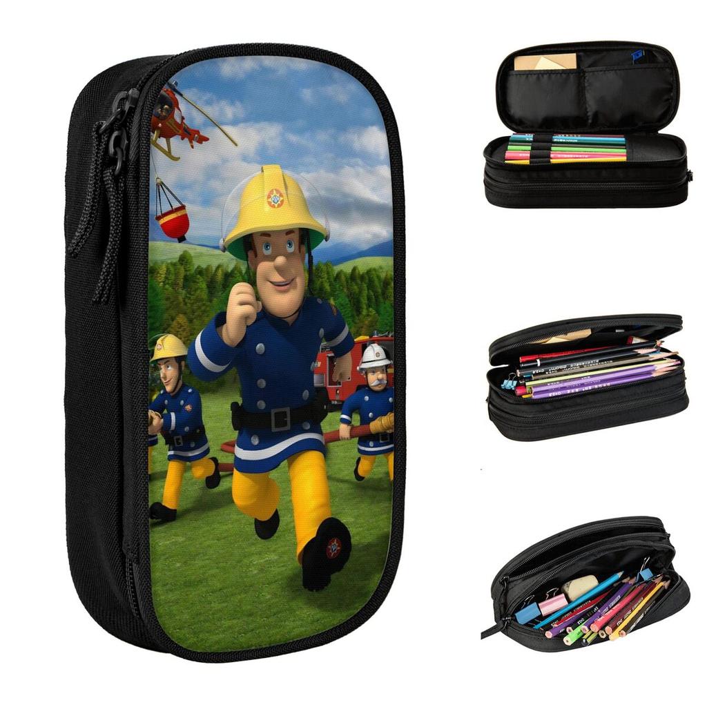 Fireman Sam Pencil Cases Firefighters Pencilcases Pen Holder Kids Big Capacity Bag Students School Gifts Stationery