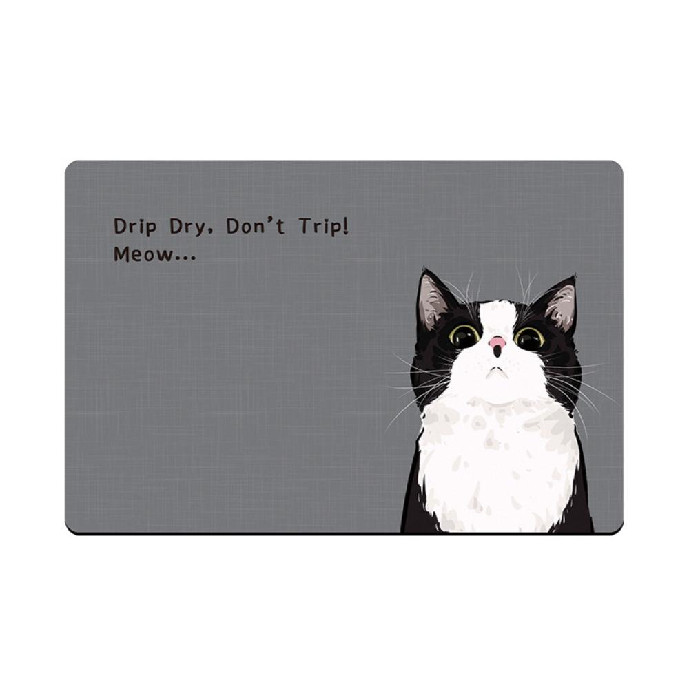 Cartoon Cute Cat Diatom Mud Drainage Pad, Bathroom Absorbent Floor Mats, Bedroom Living Room Door Mats, Home Decor Door Mat 40x60CM