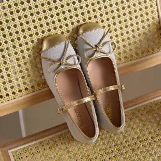 

Балетки Увеличение внутренней высоты на 5 см Золотое лето Женские Уличные Французский стиль Новые Одинарные туфли с бантом-бабочкой 40