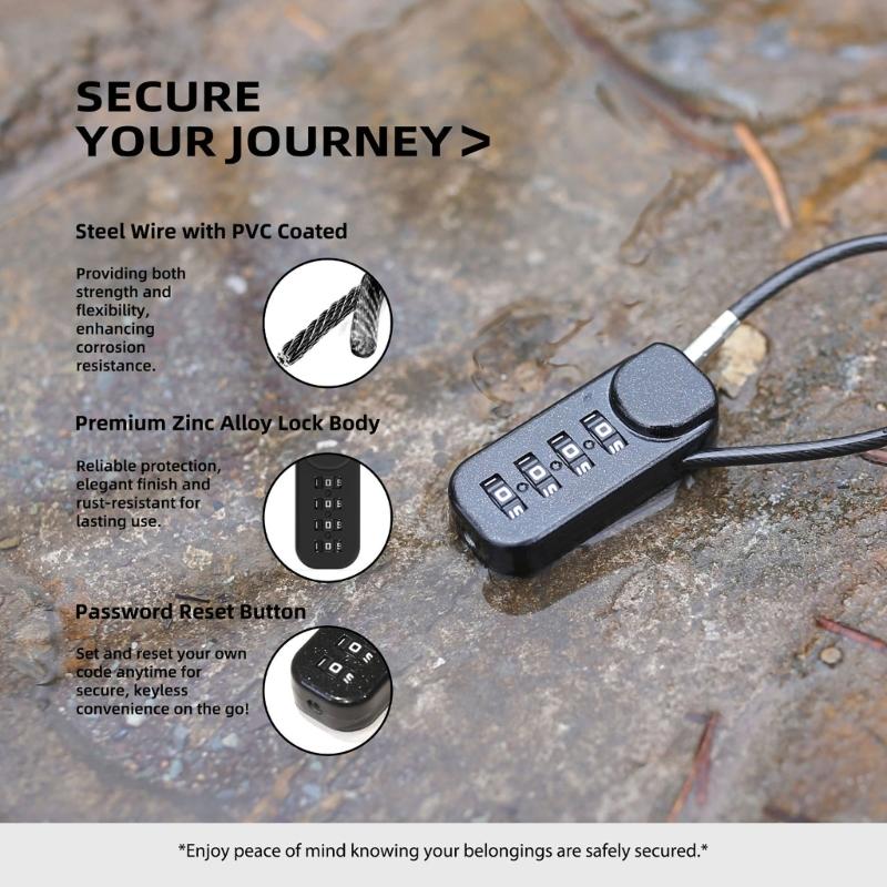 Durability Passwords Lock Carabiner Clip Universal Computer Suitcases Padlocks for Bike Cable Helmets Suitcases Luggage