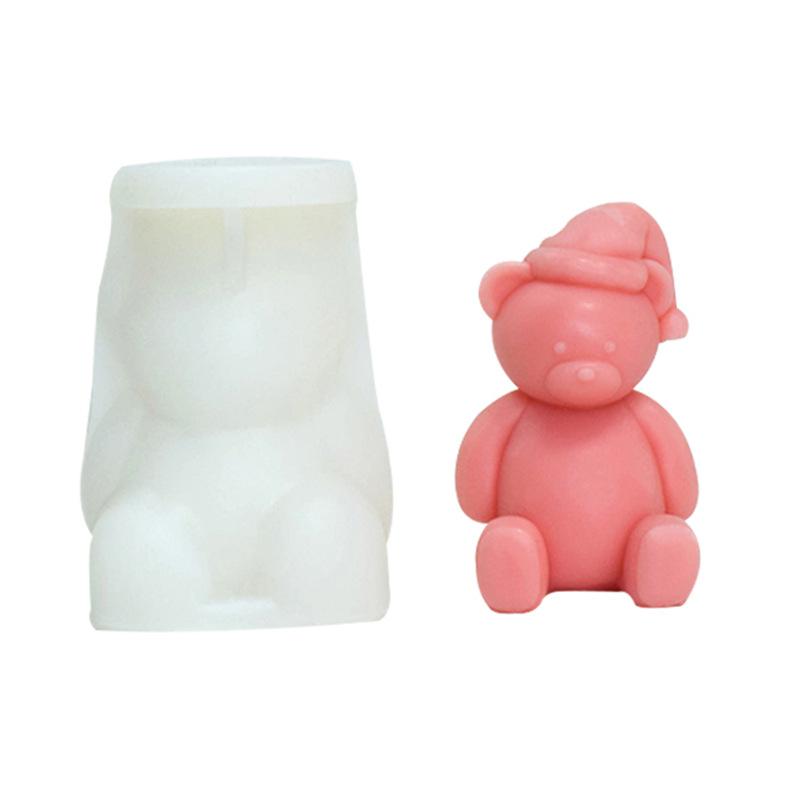 Silicone Bear Candle Silicone Mold 3D Cute Animal Bear Soap Plaster Resin Crafts Cement Mold DIY Ice Cube Making Tools Home Gift