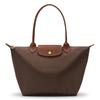 Le Pliage Original Klappe Geprägtes Logo Messing Druckknopfverschluss Nylon und Russisches Leder Mittlere Umhängetasche Damen Umhängetasche Mokka 2605089002