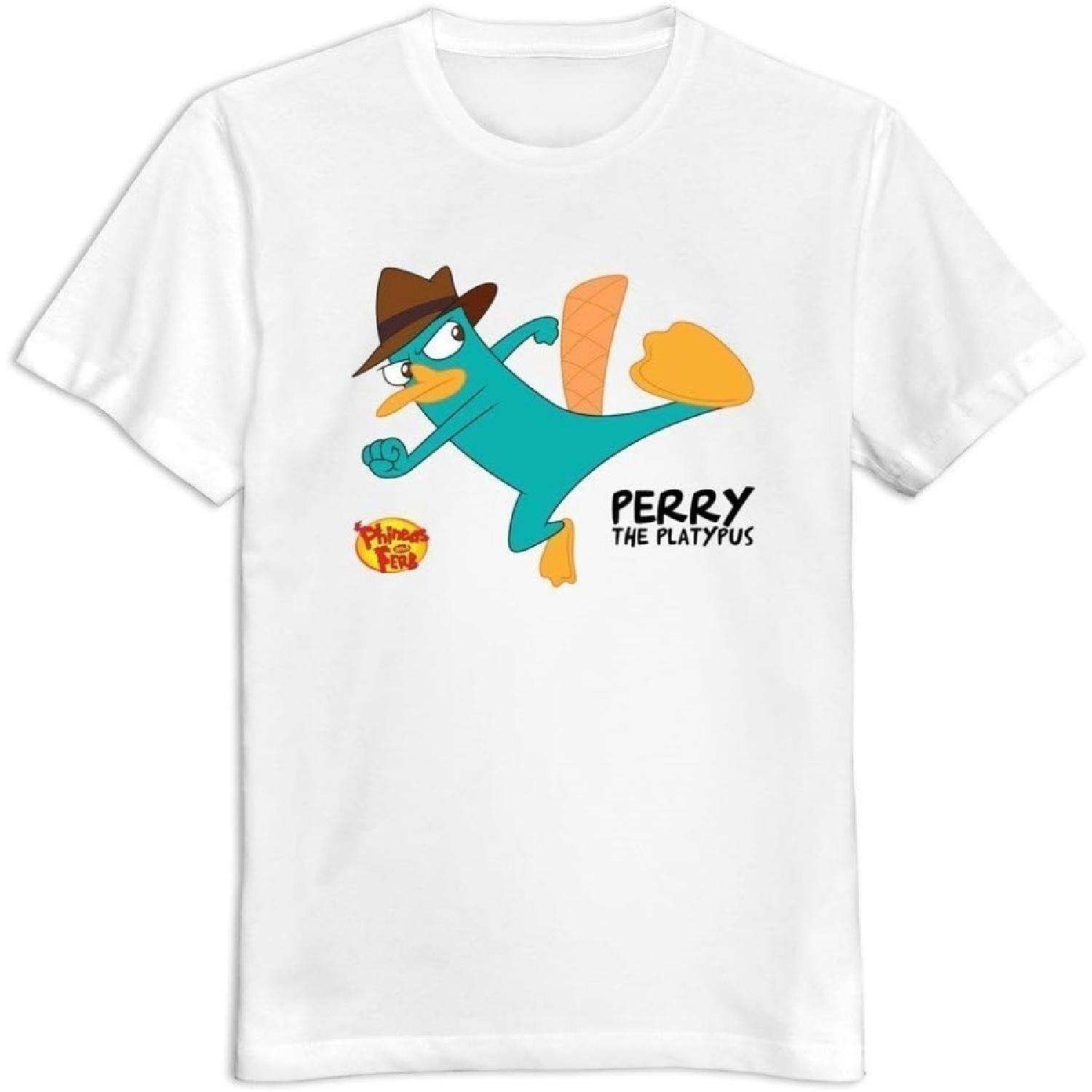 

Flycro Adult Perry The Platypus Phineas And Ferb O Neck Artist T-Shirt Size L Color White XXXXXL білий