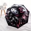 Gothic Hello Kitty Automatic Umbrella-Foldable, Durable 8-Bone Design, Compact and Stylish, Great for Camping, Halloween, Christmas, Mother'