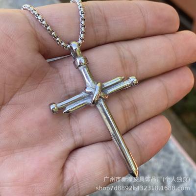 Personalized Necklace Jewelry Titanium Steel Nail Cross Stainless Steel Pendant Fashion Accessories Pendant Sweater Chain