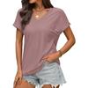 Women's Fashionable Casual Solid Color V-Neck Breathable T-Shirt Short Sleeved Top