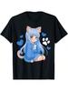 Unisex-Kids Anime Cat Girl T-Shirt Black Small Classic Fit Short Sleeve Cotton Blend T-Shirt