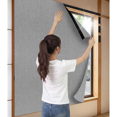 Blackout Window Film, 100% Light Blocking, Linen-like Texture, Heat-insulating, UV-cut, Velcro