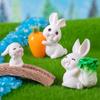 Mini Cartoon Rabbit Carrot Micro Landscape Figurines Desktop Decoration Gardening Animal Resin Home Accessories Easter Ornament