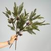 1PC Simulated Christmas Decoration Pine Branches Artificial Pine Cones Flower Arrangement Pine Cypress Green Plant Ornaments Simulated Pine Needles