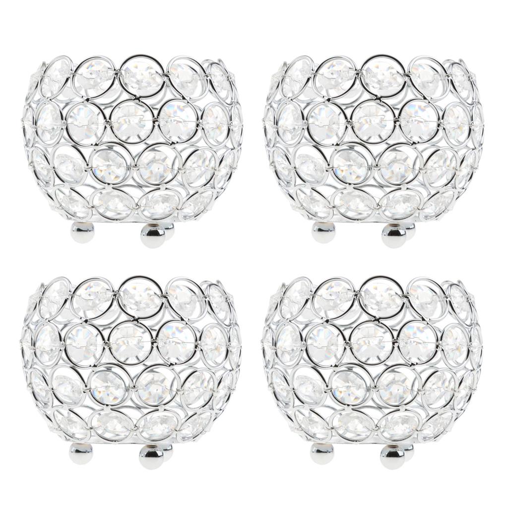 4Pcs Romantic Crystal Candle Holder for Home Decorative Lantern Wedding Party Table