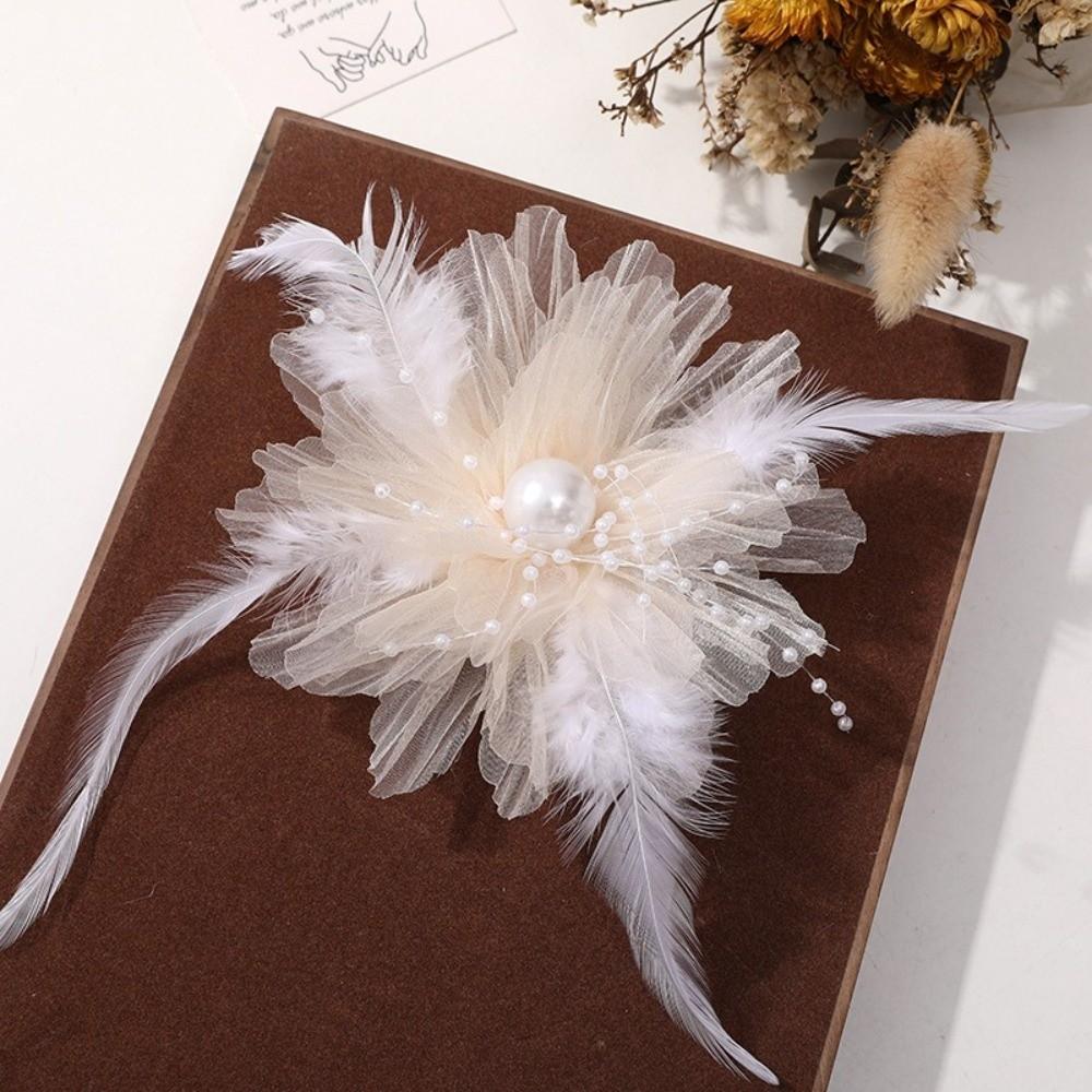 Multi Use Design Pearl Feather Hair Accessory Floral Clothing Accessory For Dress Decor