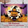 Party Backdrop Halloween Flat Spanish Witches Pumpkins Multi Layered Birthdays Showers Event Backdrop Decoration Front Door Decor