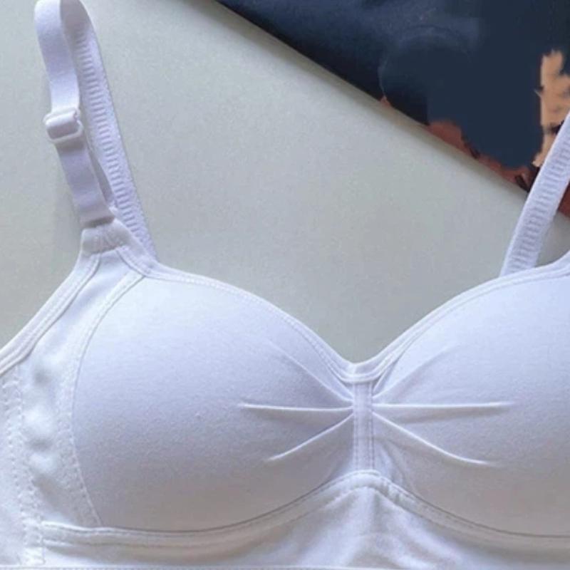 Beige Wireless Cotton Bra with Adjustable Straps Comfortable Everyday Lingerie