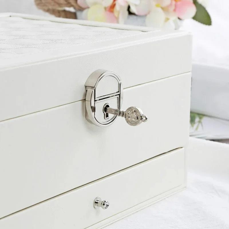 Fashion Leather Jewelry Box Case Jewelry Package Storage Large Space Jewelry Ring Necklace Bracelet