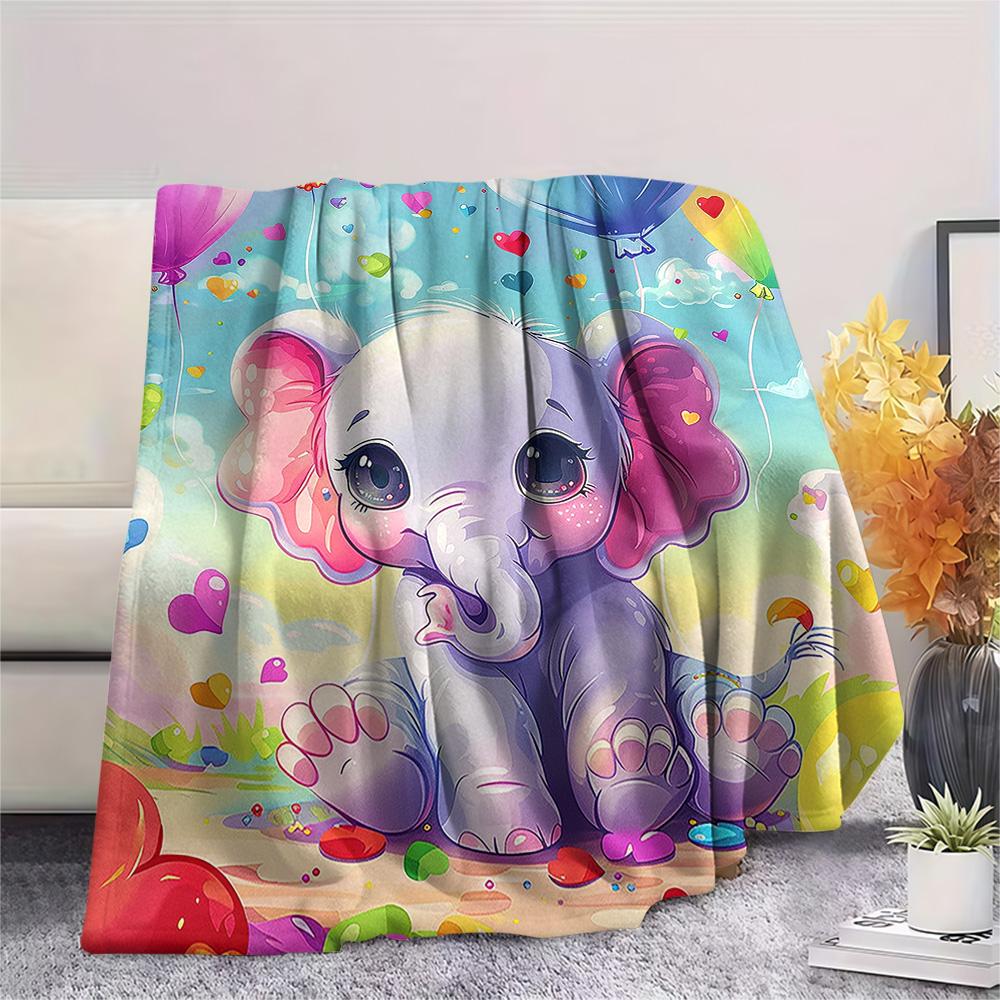 Elephant Print Flannel Blanket, High quality Comfortable for All Seasons, Home Decor, Warmth and Comfort, Perfect for Christmas Gifts