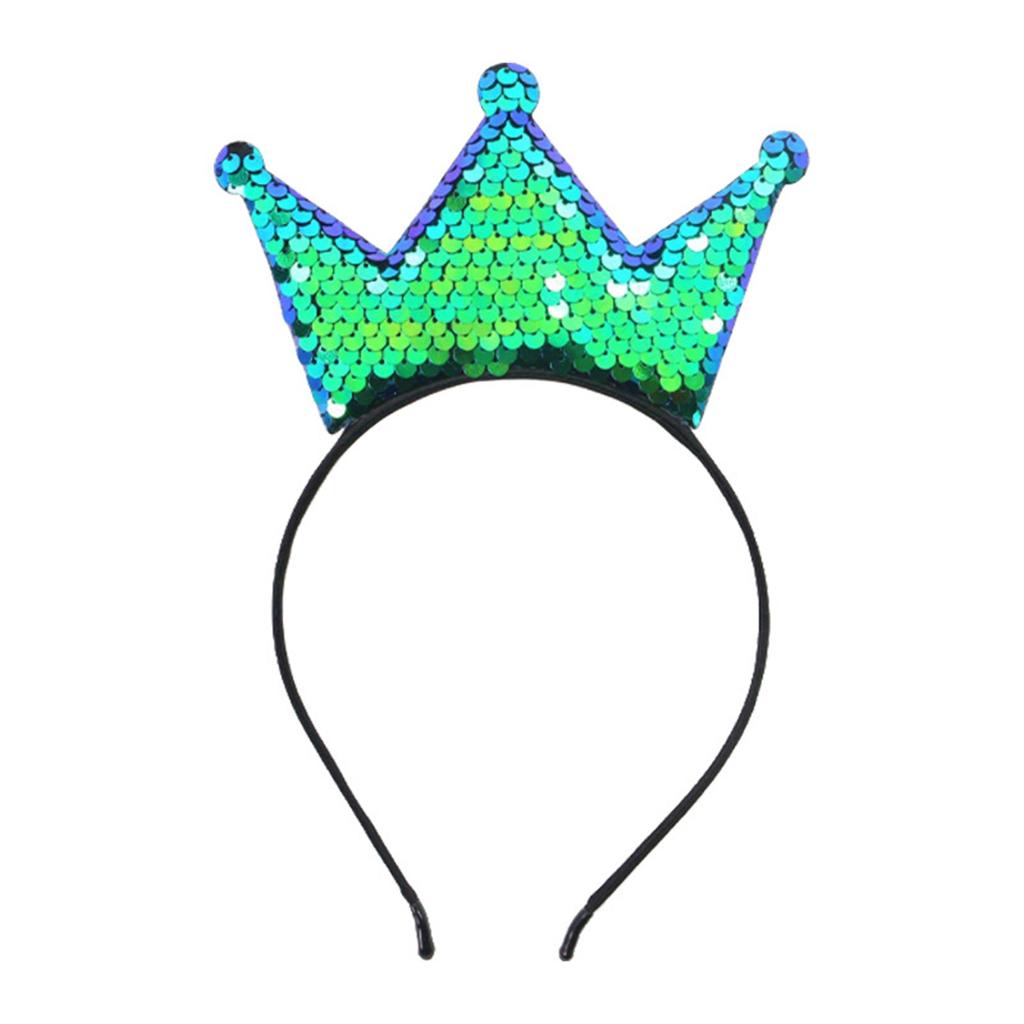 Sparkling Sequins Crown Hairband For Girl Birthday Party Glittering Headwear Toddler Birthday Party Hair Accessory