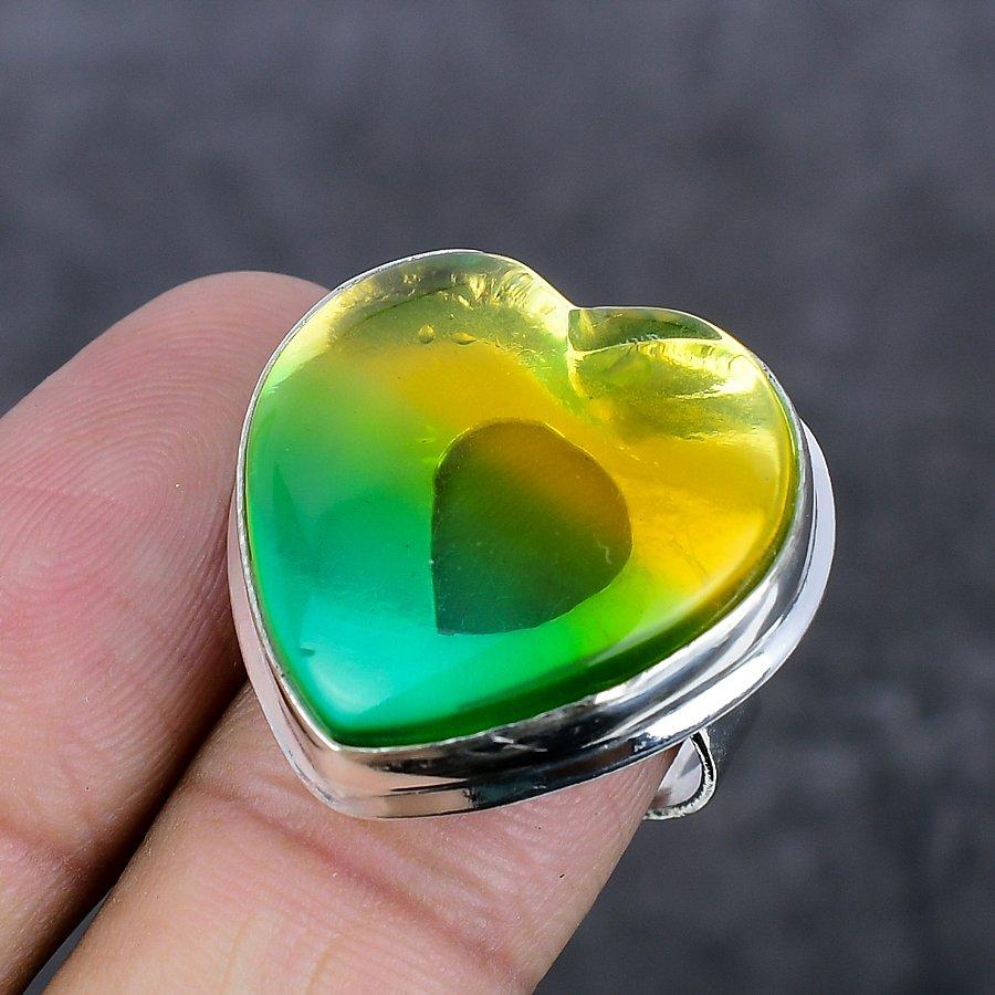 Bi-Color Tourmaline Handmade 925 Sterling Silver Jewelry Ring Size 8 R5l97
