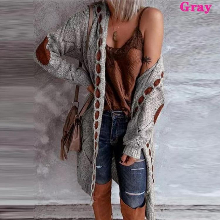 Elegant Vintage Casual Hooded Women Cardigan Overcoat Coat Sweater Long Sleeve Female Autumn Winter Sweaters S