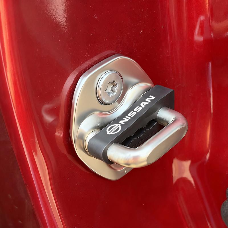 CHTPAV4Pcs Car Door Lock Shock Absorber Protective Buckle Cover Sticker For Nissan Qashqai J11 J10 Sylphy N7 Teana Note Navara Patrol