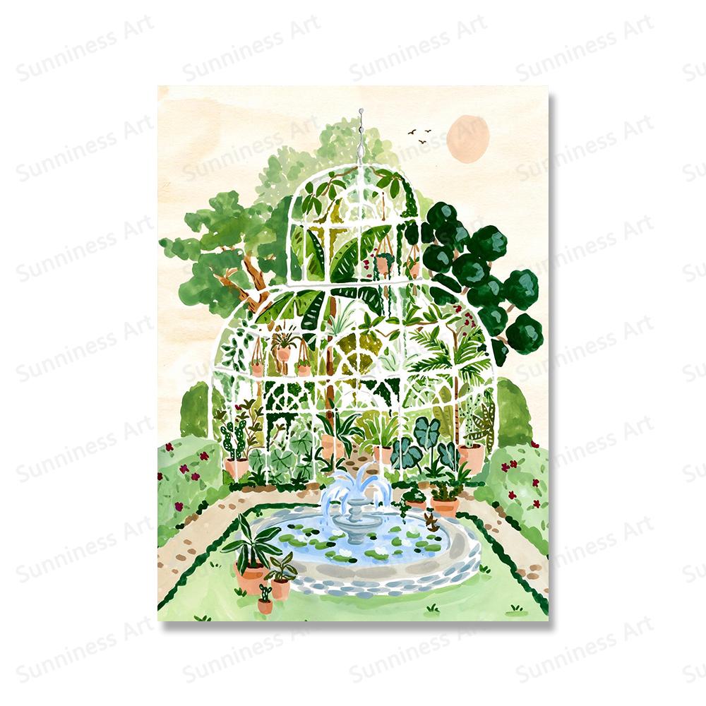 

Новозеландский пейзаж Плакаты и принты Теплица Настенная живопись Холст Картина Девушка с ботаническими растениями Картины для гостиной 21x30cm No Framed белый