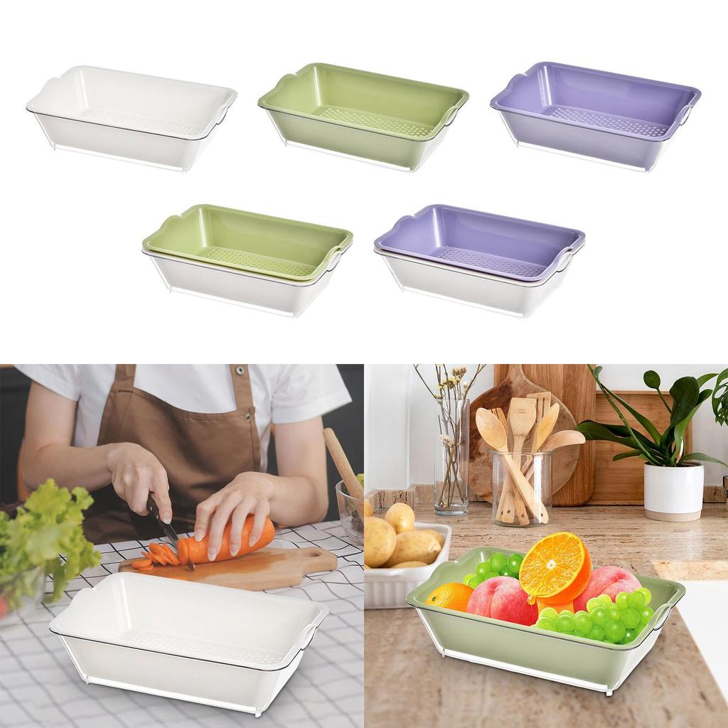 Drain Basin and Basket, Pasta Strainer, Colander Bowl Set for Spaghetti Vegetables Cleaning