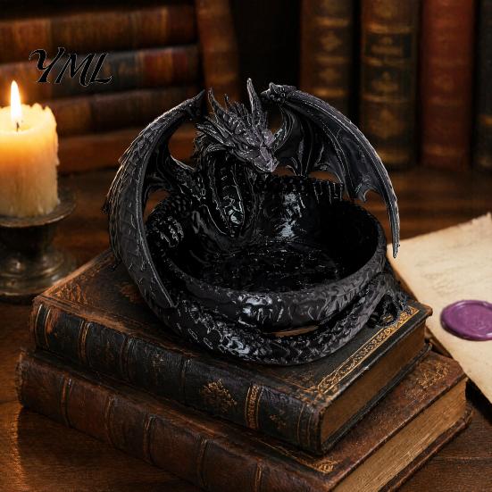 3D Printed Dragon Sculpture Jewelry Tray, Fantasy Catchall, Gothic Key Room Decor Holder, Medieval Desktop Storage Gift for Fans Home