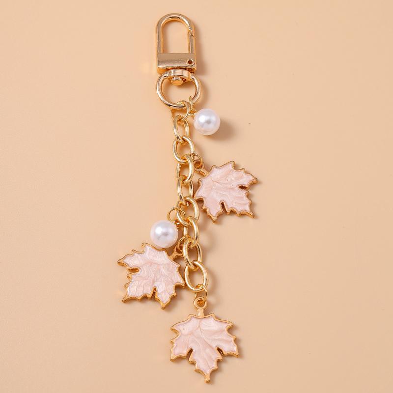 Cute Enamel Maple Leaf Keychain Women Girls Key Ring Pendants for Handbag Decor DIY Handmade Jewelry Gifts
