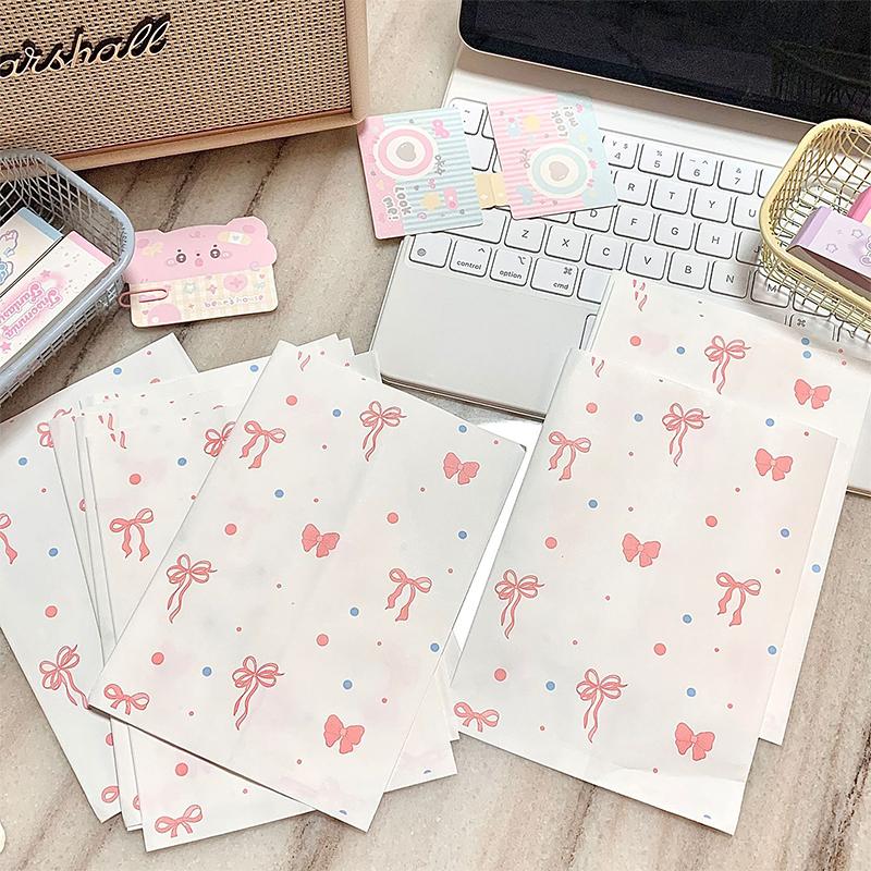 50Pcs Pink Bowknot Heart Paper Bags 12×17Cm Cute Photo Cards Jewelry Packaging For Handmade Crafts Gift Wrapping Storage Pouches