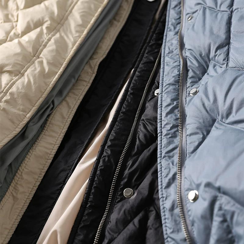 Autumn and Winter Loose Down Jacket Women's Hooded Loose Jacket Medium-thick Knitted Hat White Duck Down