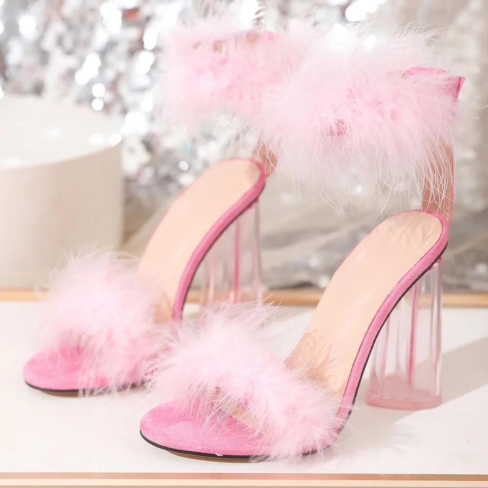 Fashion 2025 New Summer Woman Wedding Shoes Pink Super High Heels Sexy Party Shoes Women Sandals