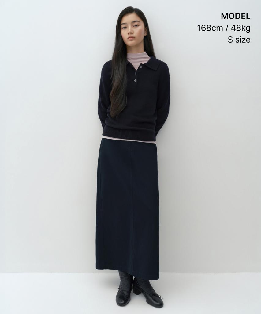 MUSINSA STANDARD WOMAN [Victoria Wool] Women'S Collared Knit [Navy]