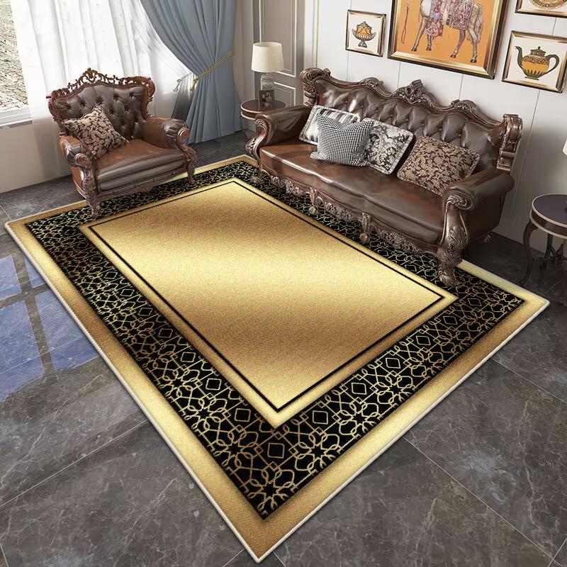 Großer Wohnzimmerteppich im chinesischen Stil, waschbare Dekoration, Schlafzimmer, Luxus, Gold, große Flächenteppiche, Lounge-Teppich, rutschfeste Matte für Kinder